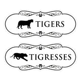 Designer Tigers and Tigresses, Novelty Restroom Signs, Set of 2 (Black) - Small