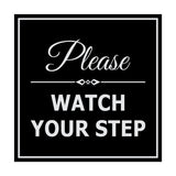 Signs ByLITA Square Classy Please Watch Your Step Sign with Adhesive Tape, Mounts On Any Surface, Weather Resistant, Indoor/Outdoor Use