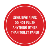 Circle Sensitive Pipes Do Not Flush Anything Other Than Toilet Paper Wall or Door Sign