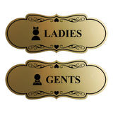 Designer Ladies and Gents Restroom Signs, Bow Ties and Tiaras (Set of 2) Wall or Door Sign