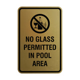 Portrait Round No Glass Permitted In Pool Area Sign