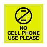 Signs ByLITA Square No Cell Phone Use Please Sign with Adhesive Tape, Mounts On Any Surface, Weather Resistant, Indoor/Outdoor Use