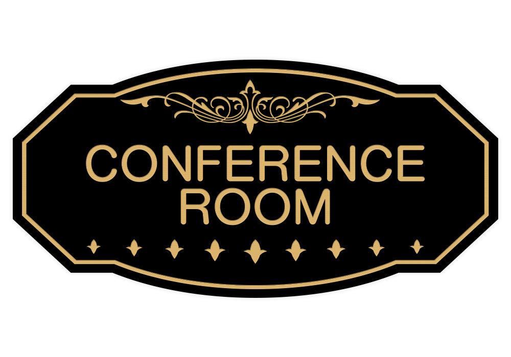 Black / Gold Victorian Conference Room Sign