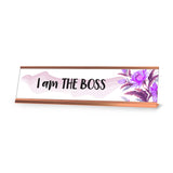 I am the Boss, Floral Designer Series Desk Sign, Novelty Nameplate (2 x 8")