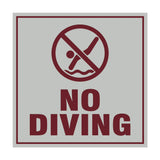 Signs ByLITA Square No Diving Sign with Adhesive Tape, Mounts On Any Surface, Weather Resistant, Indoor/Outdoor Use
