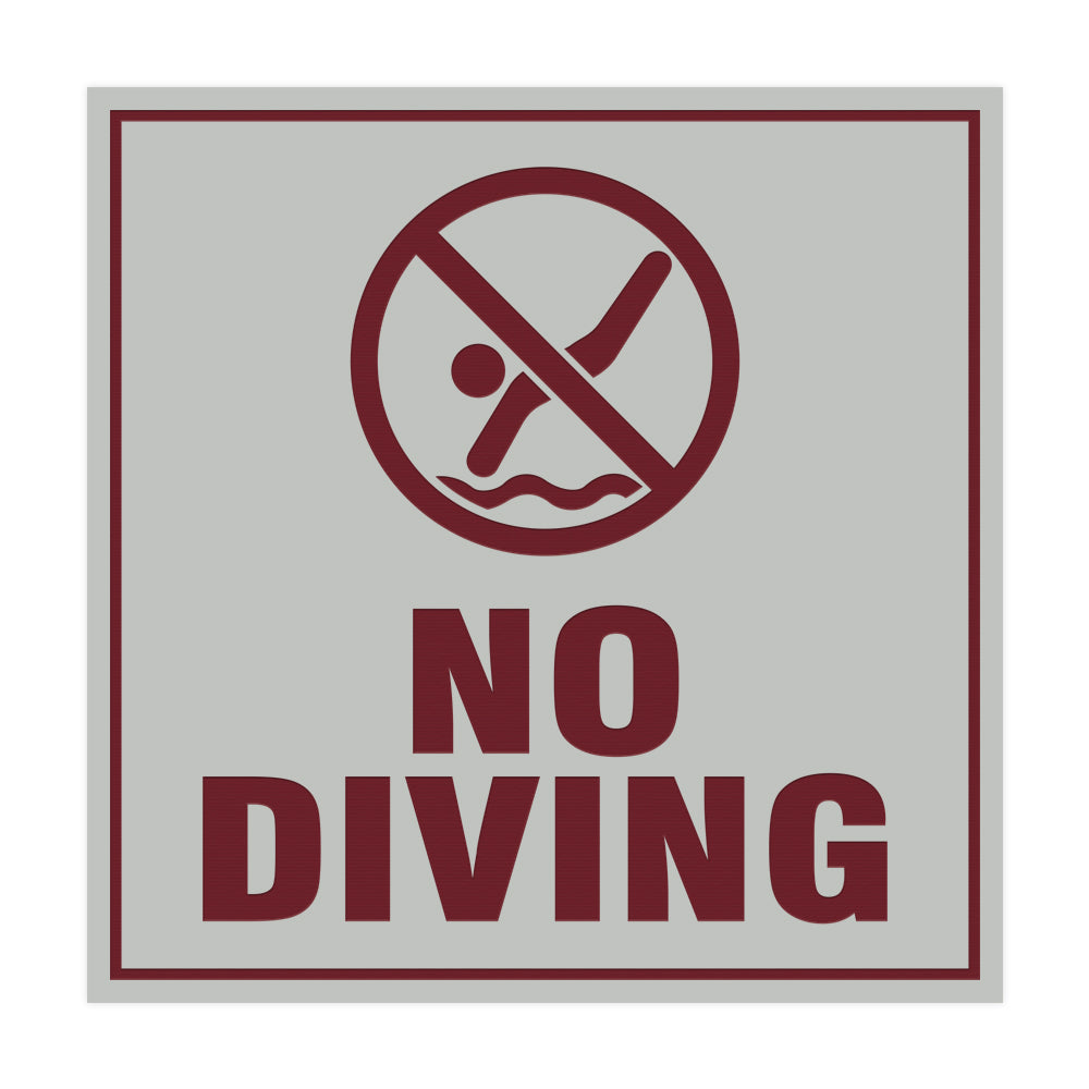 Signs ByLITA Square No Diving Sign with Adhesive Tape, Mounts On Any Surface, Weather Resistant, Indoor/Outdoor Use