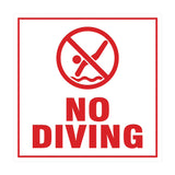 Signs ByLITA Square No Diving Sign with Adhesive Tape, Mounts On Any Surface, Weather Resistant, Indoor/Outdoor Use