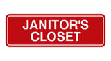 Red Standard Janitor's Closet Sign