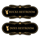 Designer Bucks and Does Novelty Restroom Signs (Set of 2) Wall or Door Sign