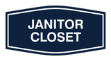 Navy Blue / White Fancy Janitor Closet Sign