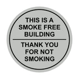Circle THIS IS A SMOKE FREE BUILDING, Thank You For Not Smoking Wall / Door Sign