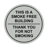 Circle THIS IS A SMOKE FREE BUILDING, Thank You For Not Smoking Wall / Door Sign