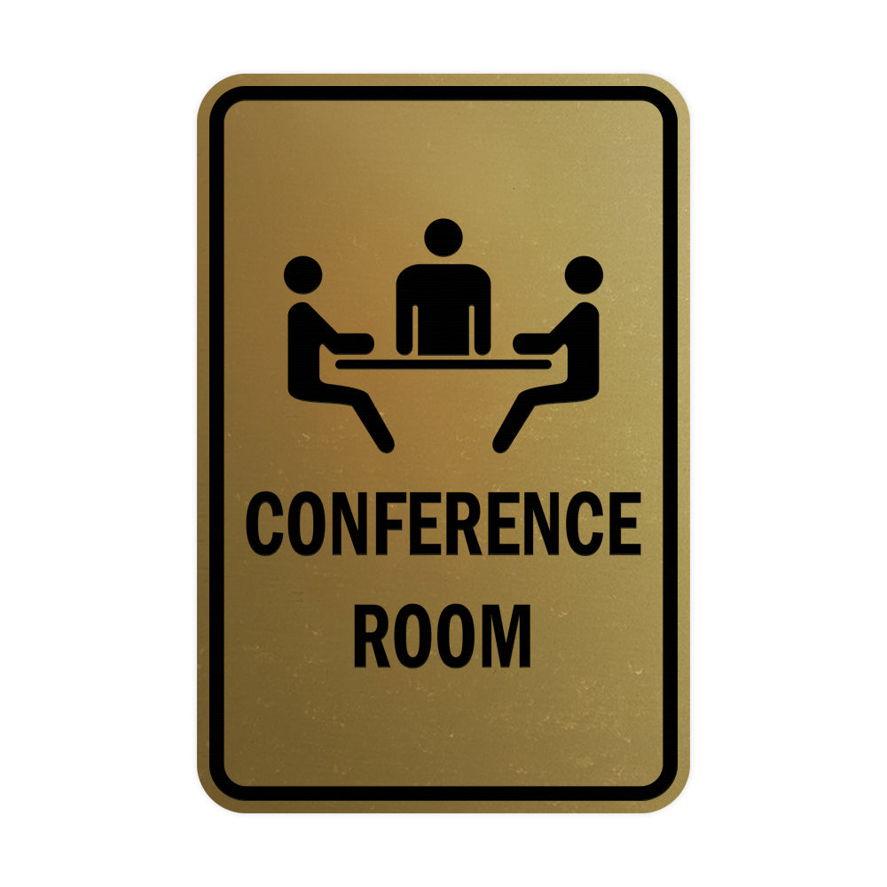Brushed Gold Portrait Round Conference Room Sign