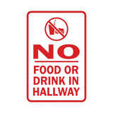 Portrait Round No Food Or Drink In Hallway Sign