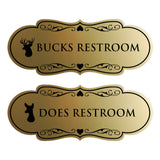 Designer Bucks and Does Novelty Restroom Signs (Set of 2) Wall or Door Sign
