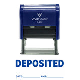Deposited With Date Amount Line Self Inking Rubber Stamp