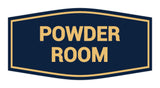 Navy Blue / Gold Signs ByLITA Fancy Powder Room Sign with Adhesive Tape, Mounts On Any Surface, Weather Resistant, Indoor/Outdoor Use