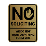 Portrait Round No Soliciting We Do Not Want Anything From You Wall or Door Sign