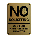 Portrait Round No Soliciting We Do Not Want Anything From You Wall or Door Sign
