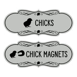 Designer Chicks and Chick Magnets, Novelty Restroom Signs (Set of 2) Wall or Door Signs