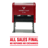 All Sales Final No Refunds No Exchanges Self Inking Rubber Stamp