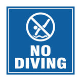 Signs ByLITA Square No Diving Sign with Adhesive Tape, Mounts On Any Surface, Weather Resistant, Indoor/Outdoor Use