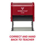 Correct And Hand Back To Teacher Self Inking Rubber Stamp