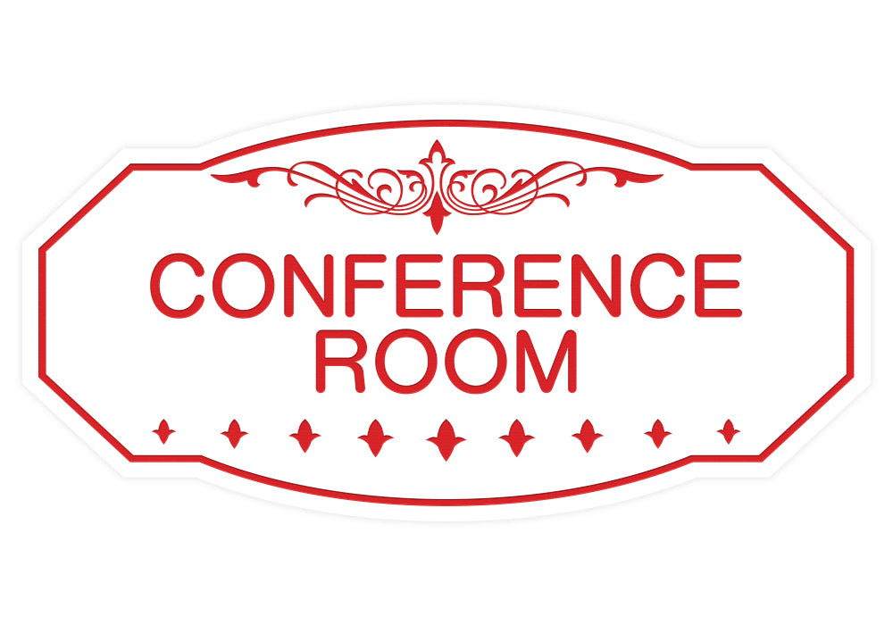 White / Red Victorian Conference Room Sign