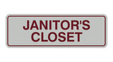 Light Grey / Burgundy Standard Janitor's Closet Sign