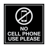 Signs ByLITA Square No Cell Phone Use Please Sign with Adhesive Tape, Mounts On Any Surface, Weather Resistant, Indoor/Outdoor Use