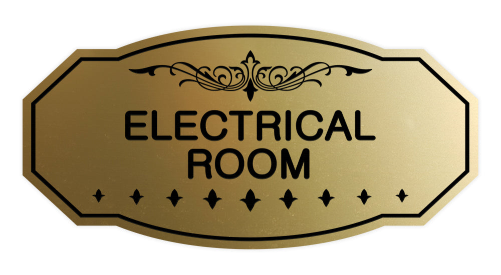 Brushed Gold Victorian Electrical Room Sign