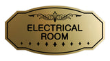 Brushed Gold Victorian Electrical Room Sign