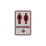 Portrait Round Restrooms Right Arrow Sign