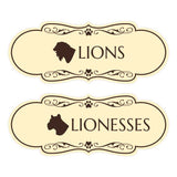 Designer Lions and Lionesses, Novelty Restroom (Set of 2) Wall or Door Signs