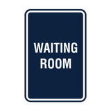 Navy Blue / White Portrait Round Waiting Room Sign