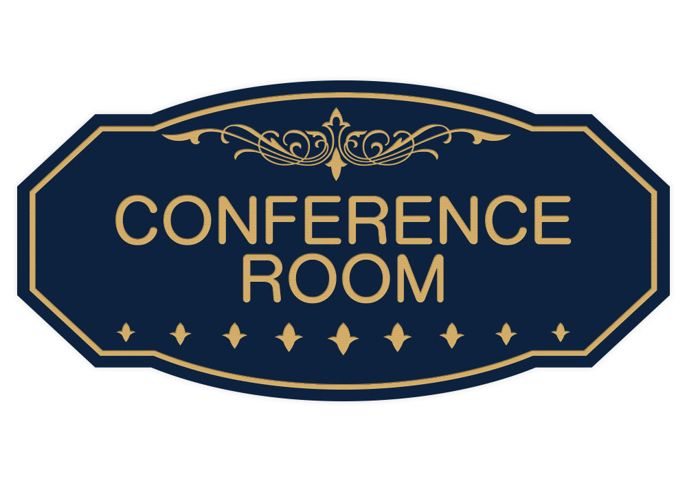 Navy Blue / Gold Victorian Conference Room Sign
