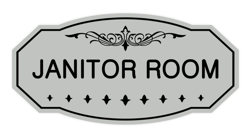 Lt Gray Victorian Janitor Room Sign