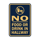 Portrait Round No Food Or Drink In Hallway Sign
