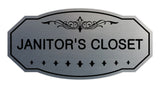 Brushed Silver Victorian Janitor's Closet Sign