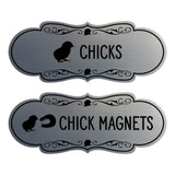 Designer Chicks and Chick Magnets, Novelty Restroom Signs (Set of 2) Wall or Door Signs