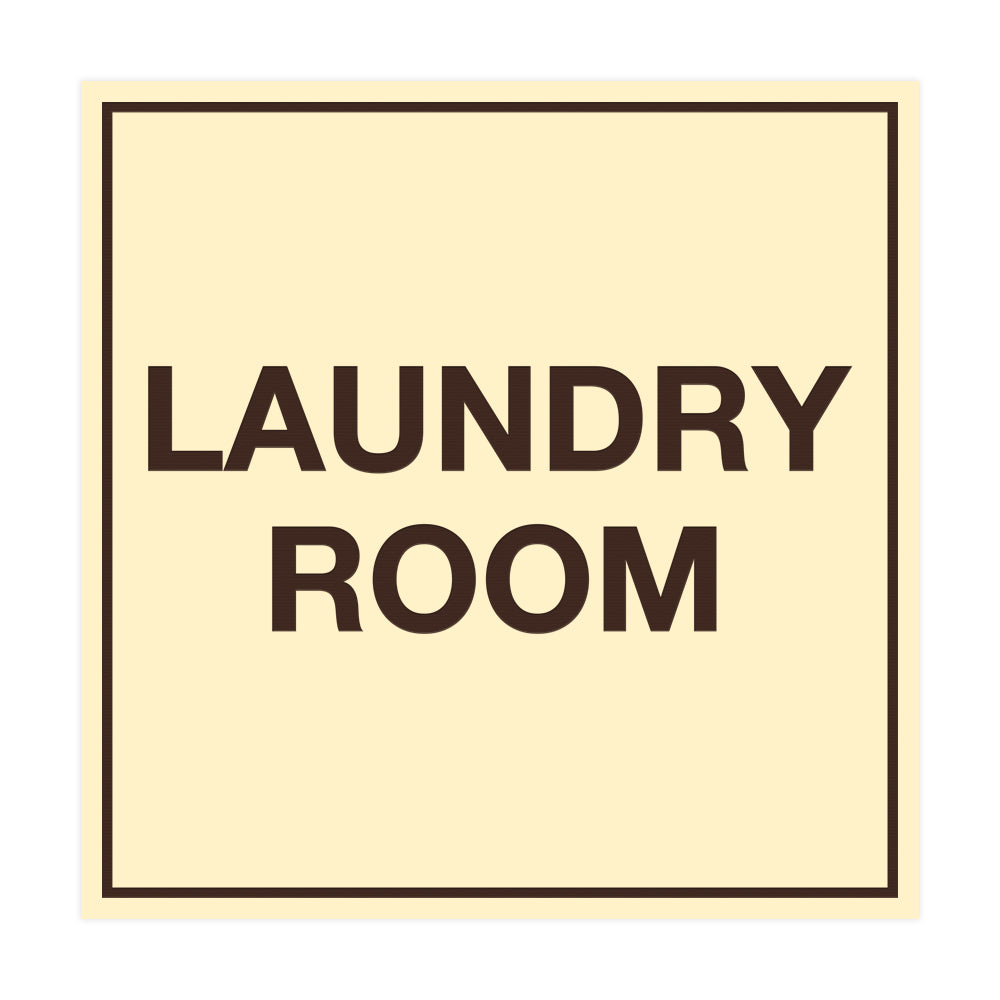 Ivory / Dark Brown Signs ByLITA Square Laundry Room Sign