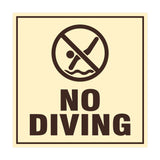 Signs ByLITA Square No Diving Sign with Adhesive Tape, Mounts On Any Surface, Weather Resistant, Indoor/Outdoor Use
