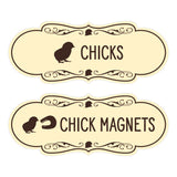 Designer Chicks and Chick Magnets, Novelty Restroom Signs (Set of 2) Wall or Door Signs