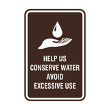 Portrait Round Help Us Conserve Water Avoid Excessive Use Sign