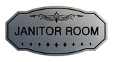 Brushed Silver Victorian Janitor Room Sign