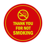Signs ByLITA Circle Thank you for not smoking Sign with Adhesive Tape, Mounts On Any Surface, Weather Resistant, Indoor/Outdoor Use