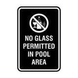 Portrait Round No Glass Permitted In Pool Area Sign