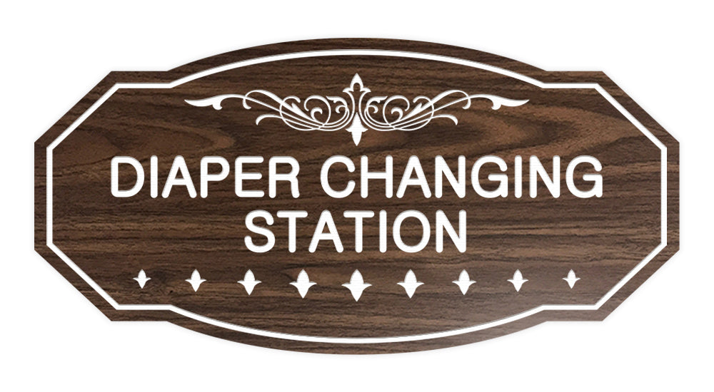 Walnut Victorian Diaper Changing Station Sign