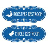 Designer Chicks and Roosters Novelty Restroom Signs (Set of 2) Wall or Door Sign