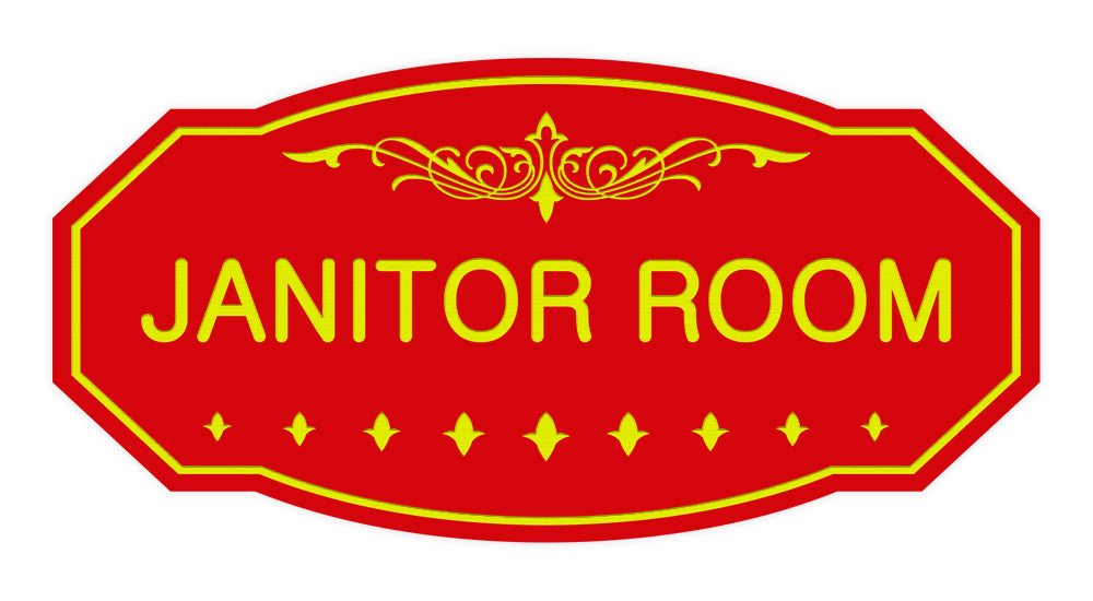 Red / Yellow Victorian Janitor Room Sign